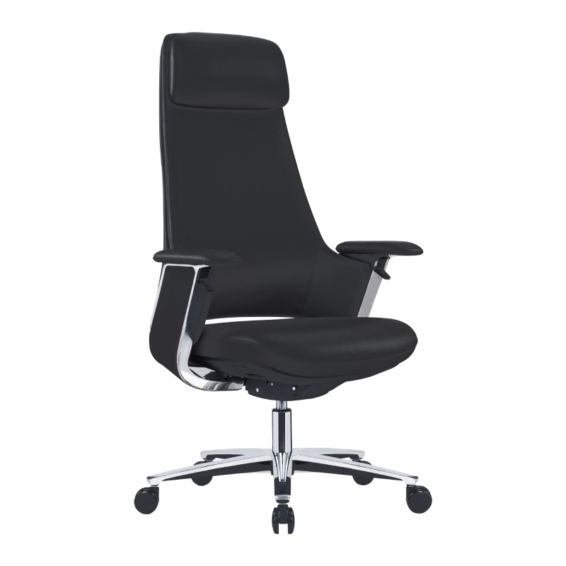 Эргономичное кресло руководителя Black Swan, чёрная кожа