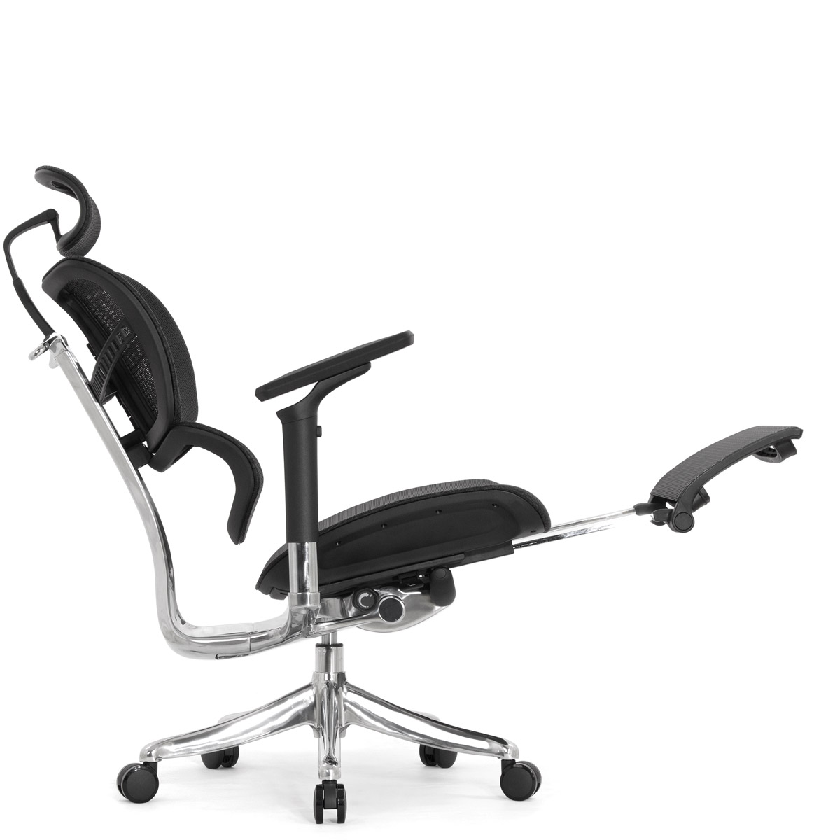 Анатомическое кресло Falto Fly 2 с подножкой (динамичный подголовник, подлокотники 6D (360), сетка, чёрный)