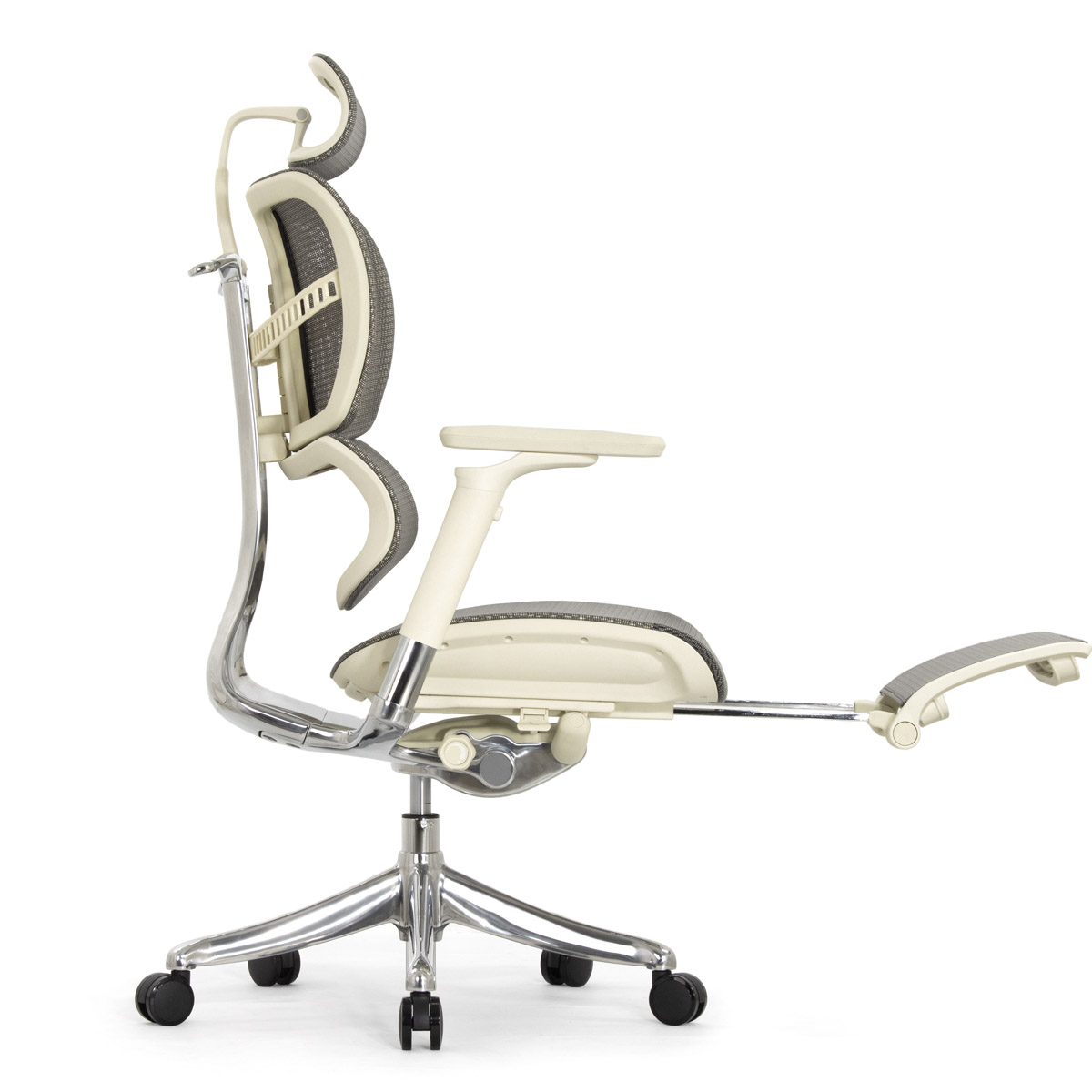 Анатомическое кресло Falto Fly 2 с подножкой (динамичный подголовник, подлокотники 6D (360), сетка, светлый)