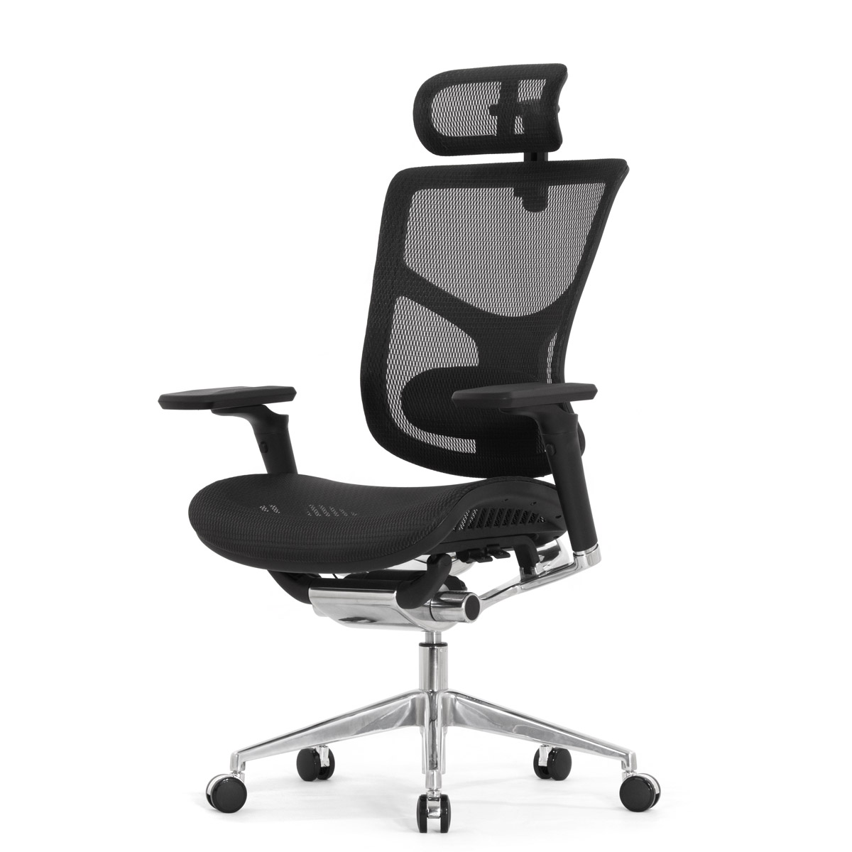 Эргономичное кресло Falto Star Office Ergo 2 (2D поясничный упор, 5D подголовник, сетка, ткань, чёрный)