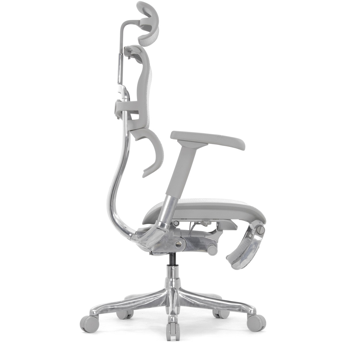 Эргономичное кресло Falto Ergohuman 2 Elite с подножкой (алюминий, наклон вперёд, сетка, серый)