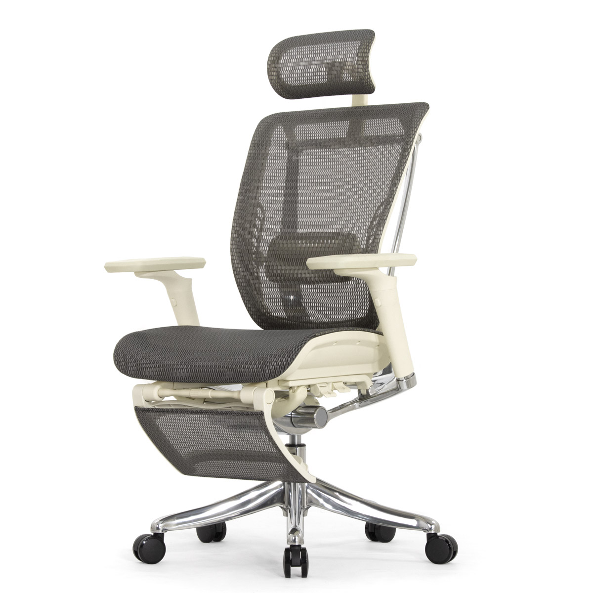 Эргономичное кресло Falto Spring 2 с подножкой (поясничный валик, подлокотники 6D (360), сетка, светлый)