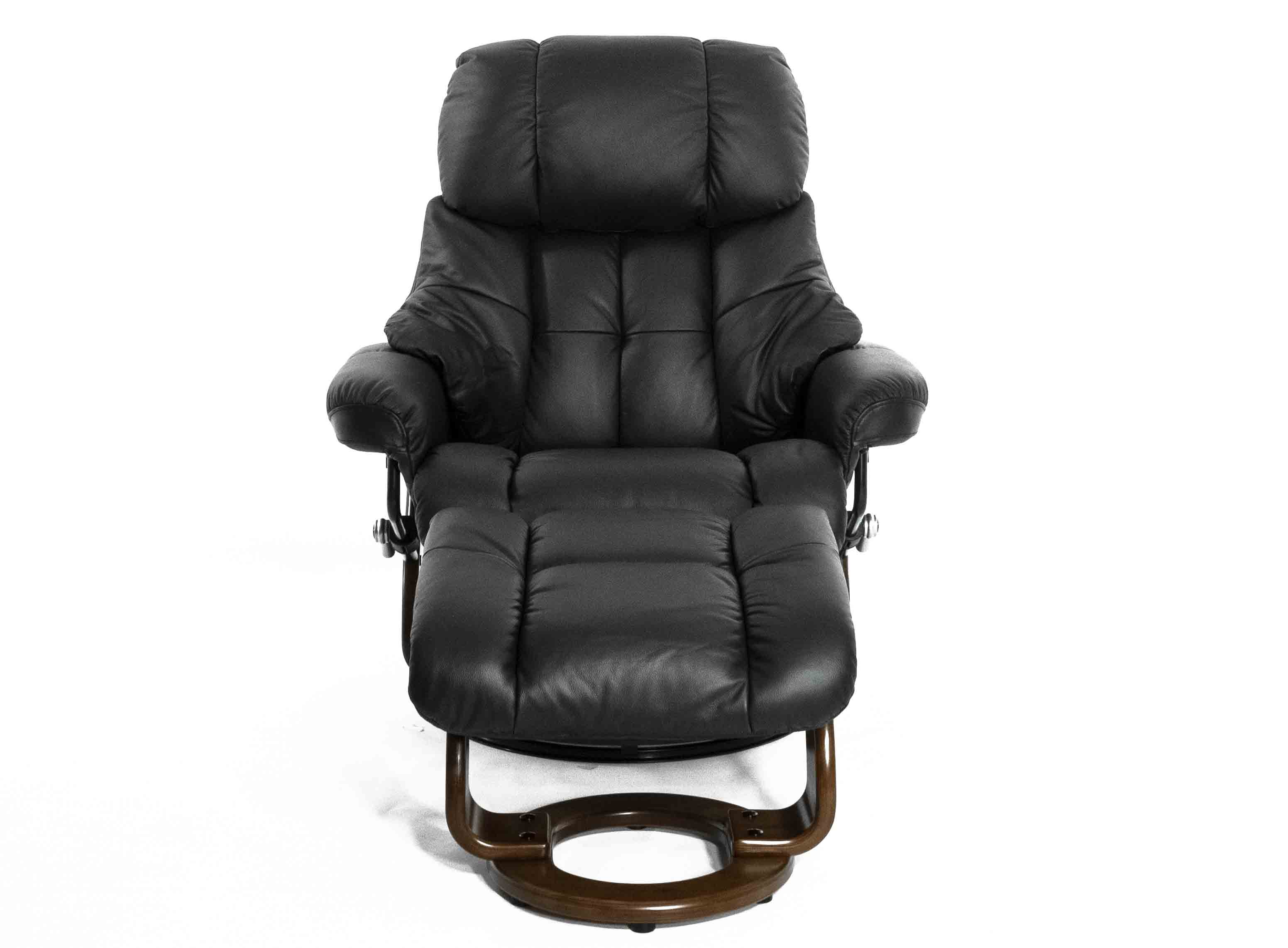 Кресло-реклайнер Falto Lux (оттоманка, натуральная кожа, чёрный)