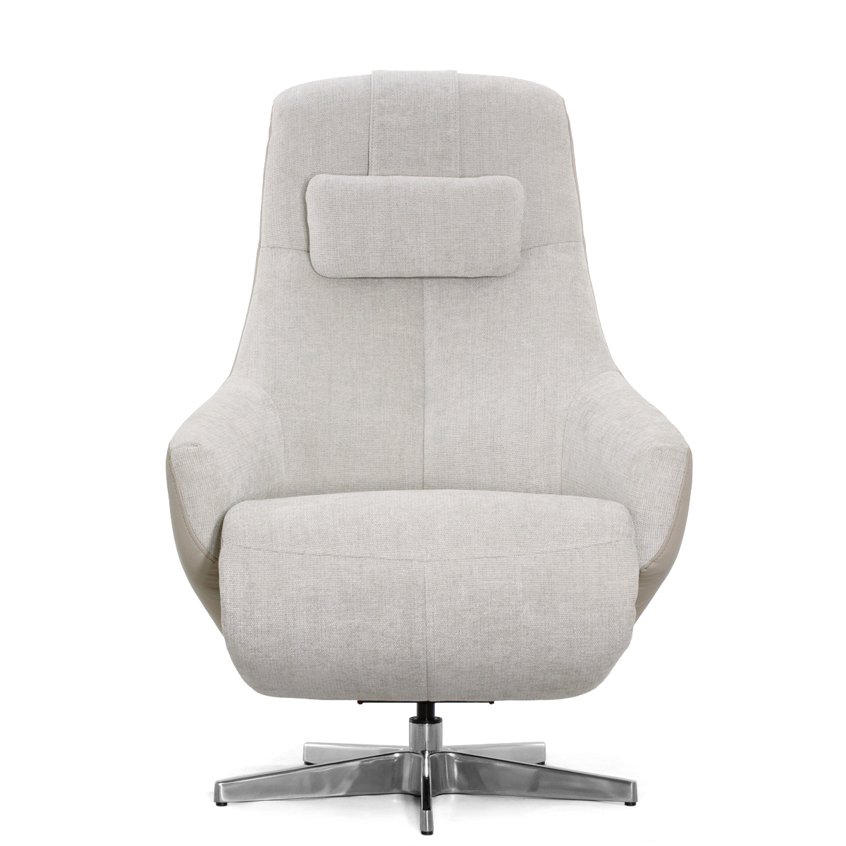 Кресло-реклайнер Falto Live (3 мотора, поясничный упор, шенилл, натуральная кожа, светлый)