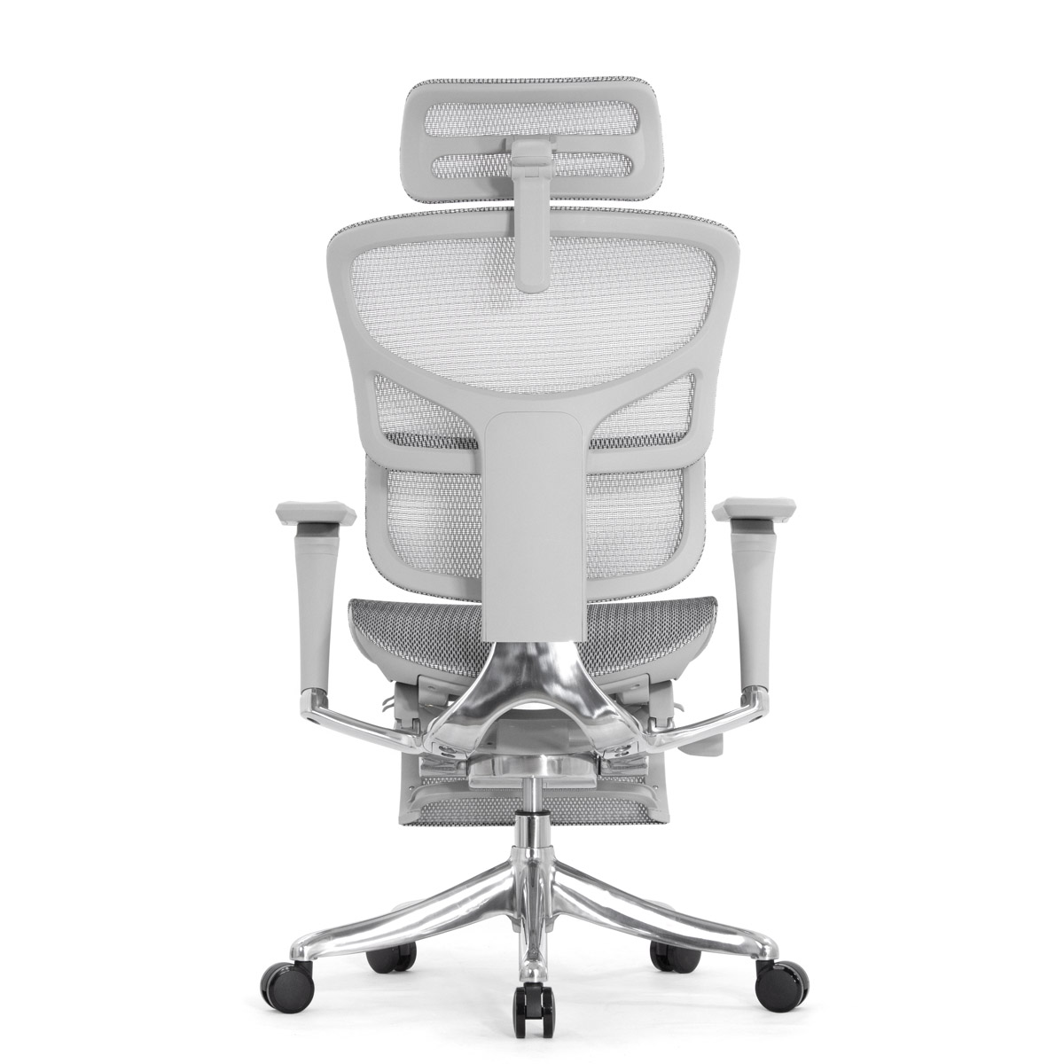 Эргономичное кресло Falto Pro 2 с подножкой (3D поясничный упор, подголовник 4D, каркас серый, белый)