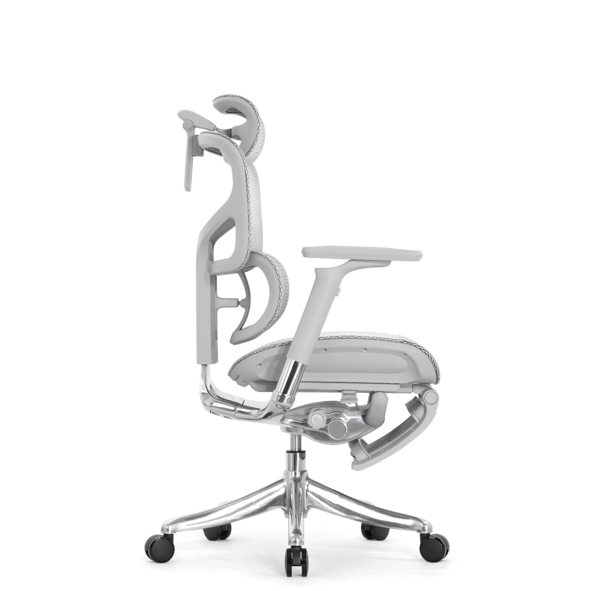 Эргономичное кресло Falto Pro 2 с подножкой (3D поясничный упор, подголовник 4D, каркас серый, белый)