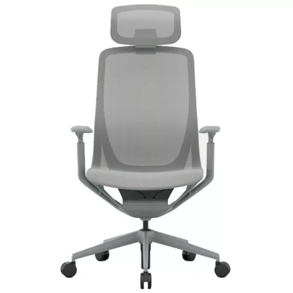 Эргономичное кресло Aria с подголовником сетка, светло-серое
