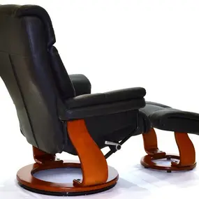 Кресло-реклайнер Relax Zuel (оттоманка, натуральная кожа, чёрный)