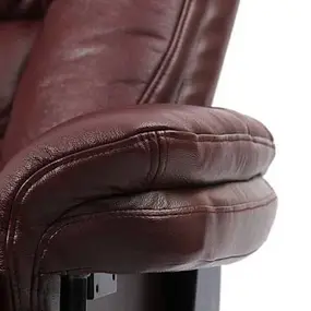 Кресло-реклайнер Relax Zuel (оттоманка, натуральная кожа, бордовый)