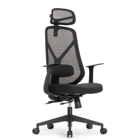 Эргономичное кресло Falto Kuraj (поясничный упор, сетка, ткань, чёрный)