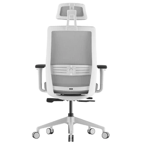 Эргономичное кресло Falto Soul Auto (автоматическая жёсткость качания, сетка, ткань, каркас белый, серый)